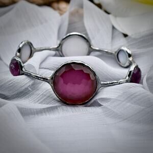 Authentic Ippolita 925 6 Stone Rock Candy Amethyst Bangle Bracelet Retail 950